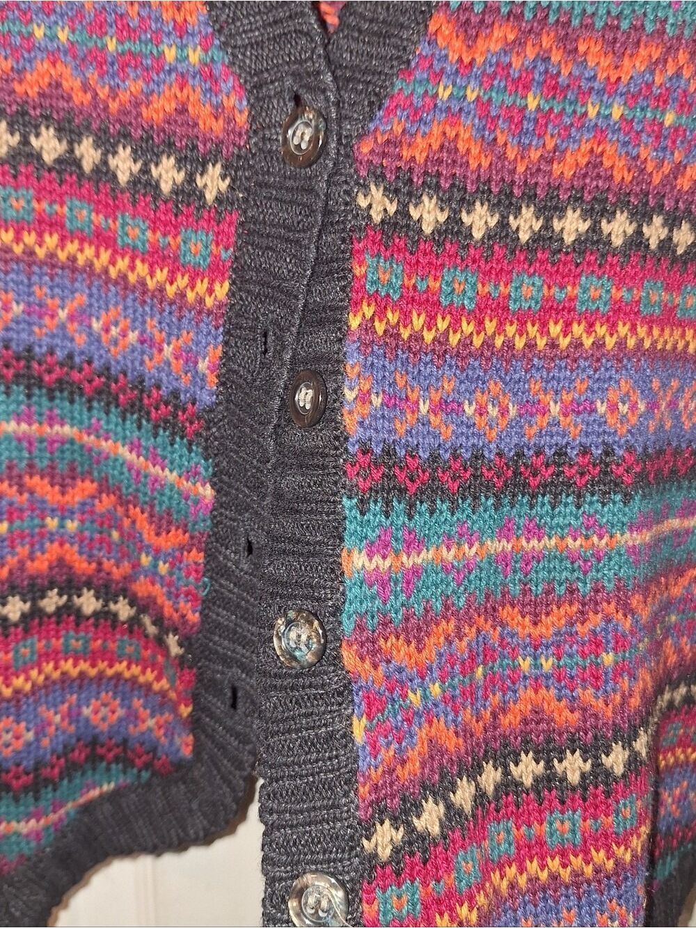 Vintage Sweater Vest Multi-Color Fair Isle Knit Erika Classics Medium - Picture 2 of 7